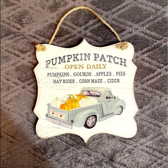 Pumpkin patch sign with truck and pumpkins NWT - Picture 1 of 7
